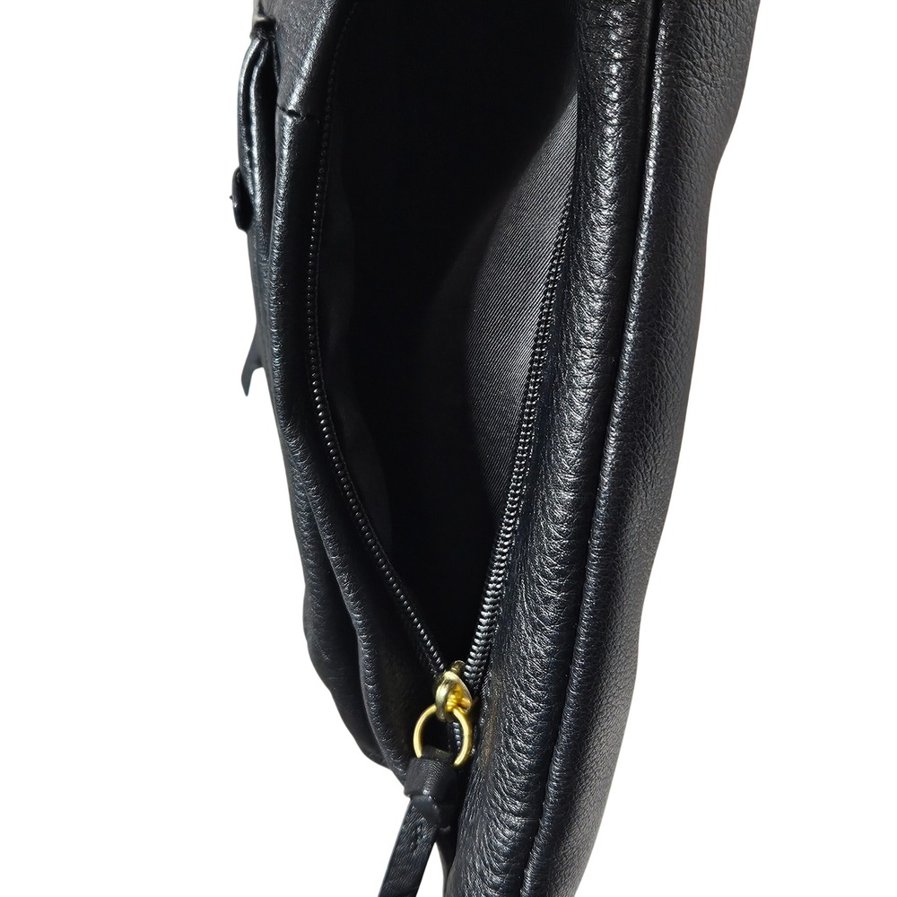Elliott Lucca Black Pebbled Leather Crossbody Bag Gold Hardware‎ Braided Strap - Picture 4 of 10